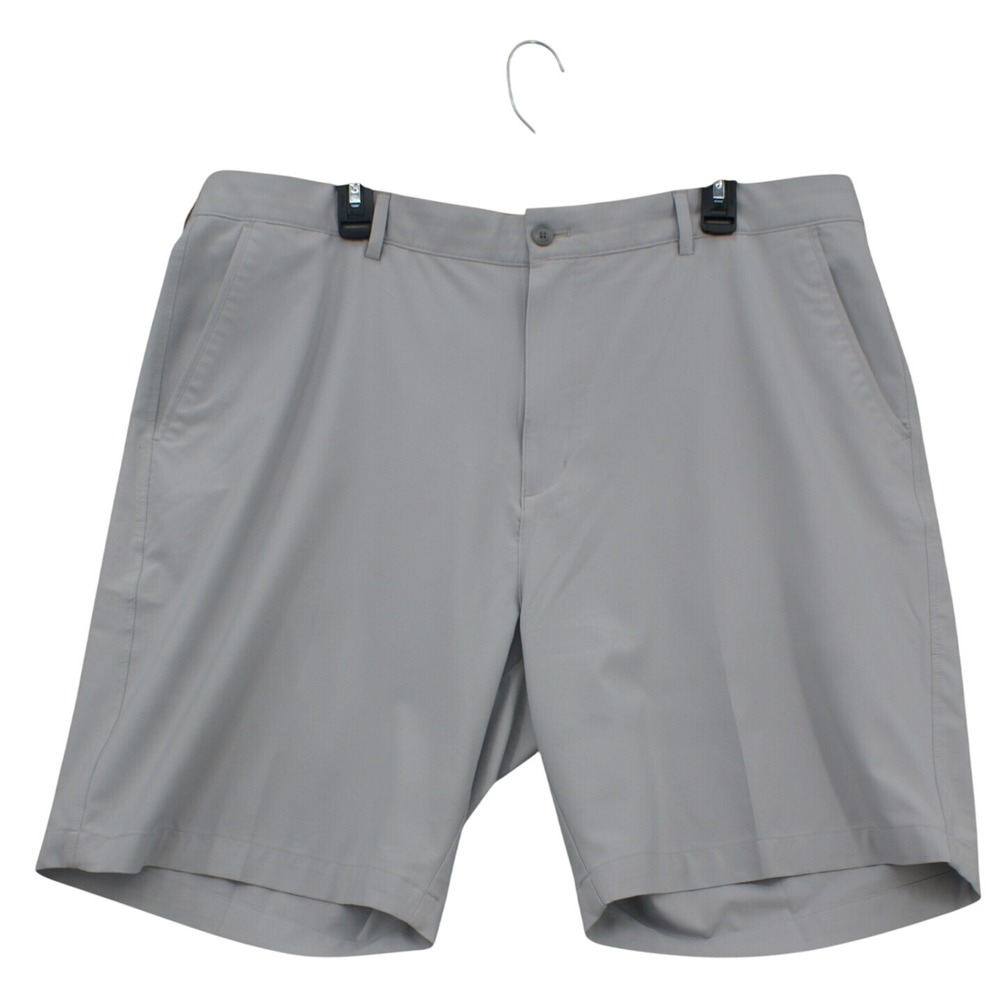 Greg‎ Norman Men 42 Grey Performance Golf Shorts Stretch Shark Logo TL114015